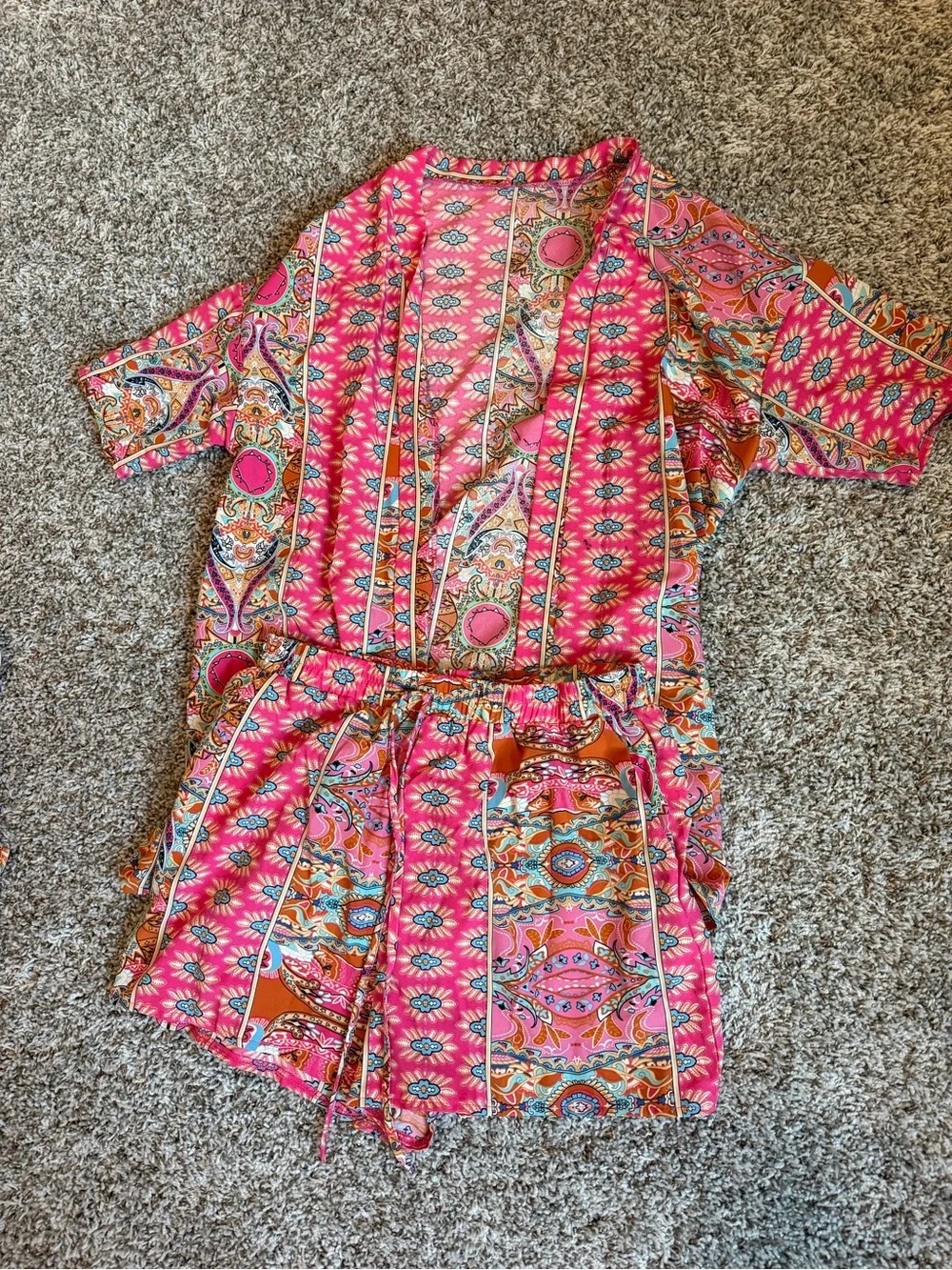 Pink Paisley Print Two-Piece Lounge Set